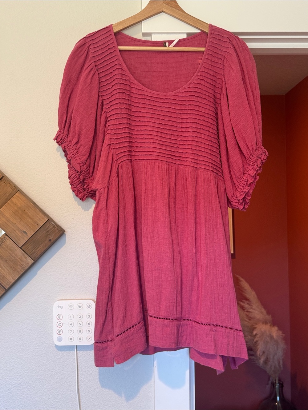 Free People Rose Pink Scoop-Neck Pintuck Tunic
